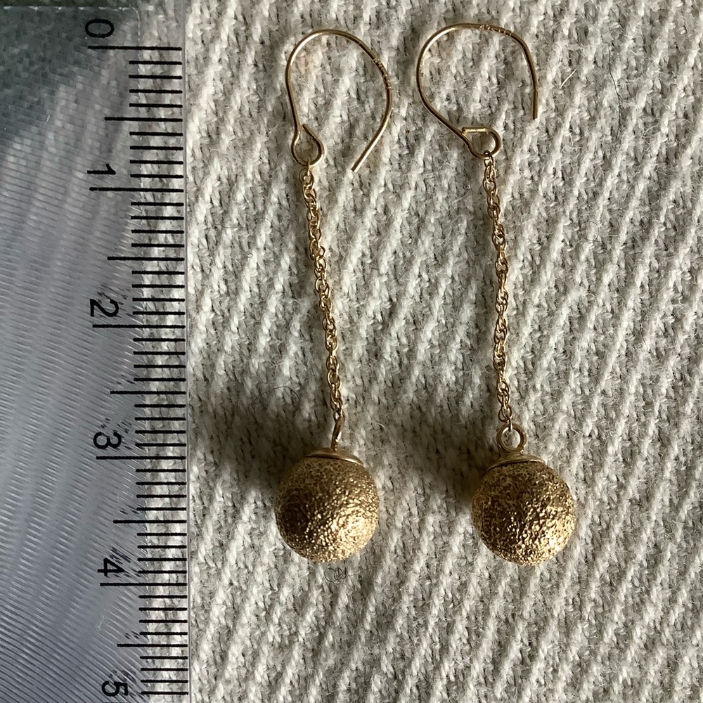 14K JJT Yellow gold drop earrings, pre-owned - Picture 1 of 6